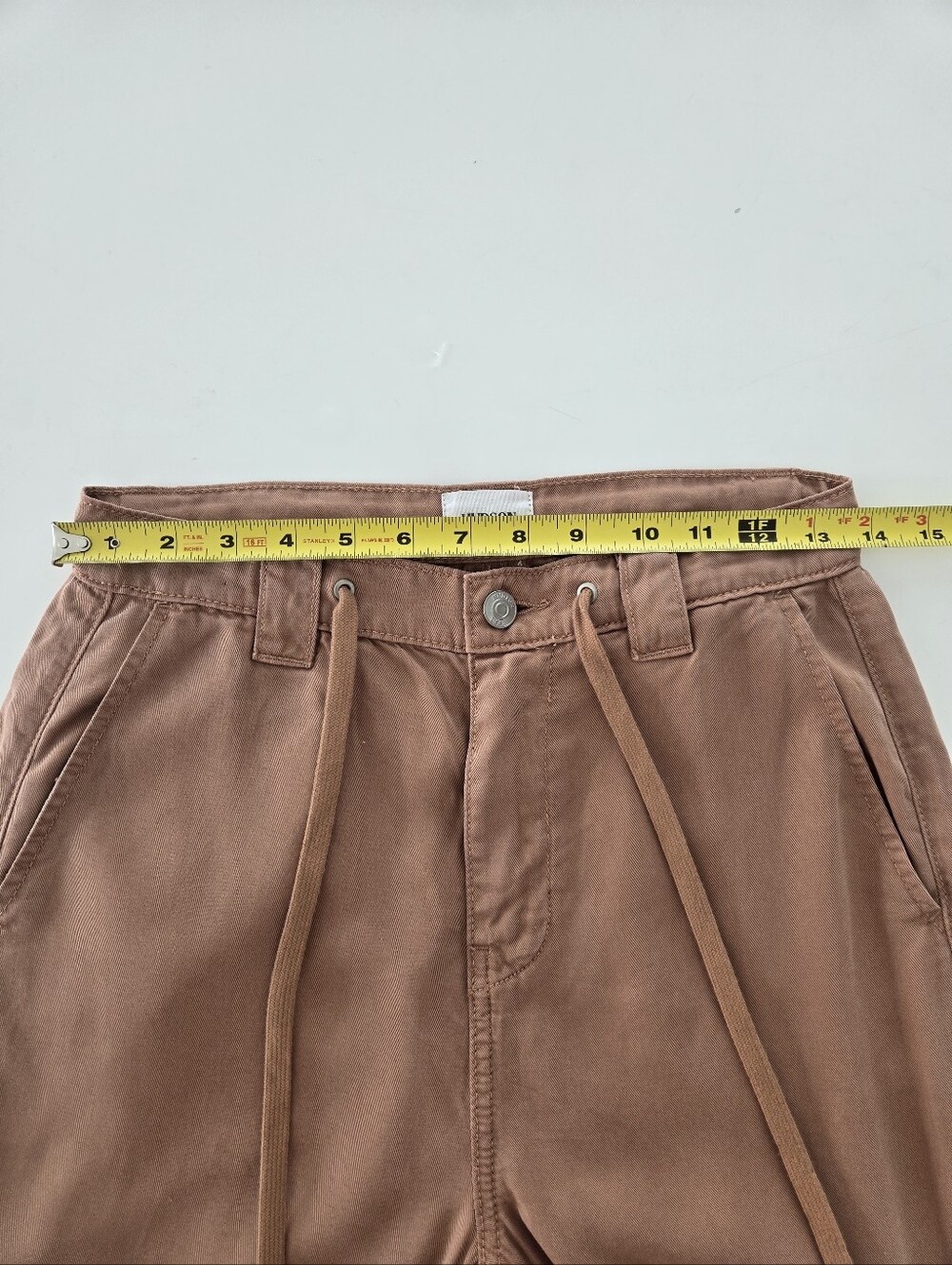 Hudson Jeans Wide-Leg Draw-Tie Pants in Camel Size 24 - Picture 8 of 15